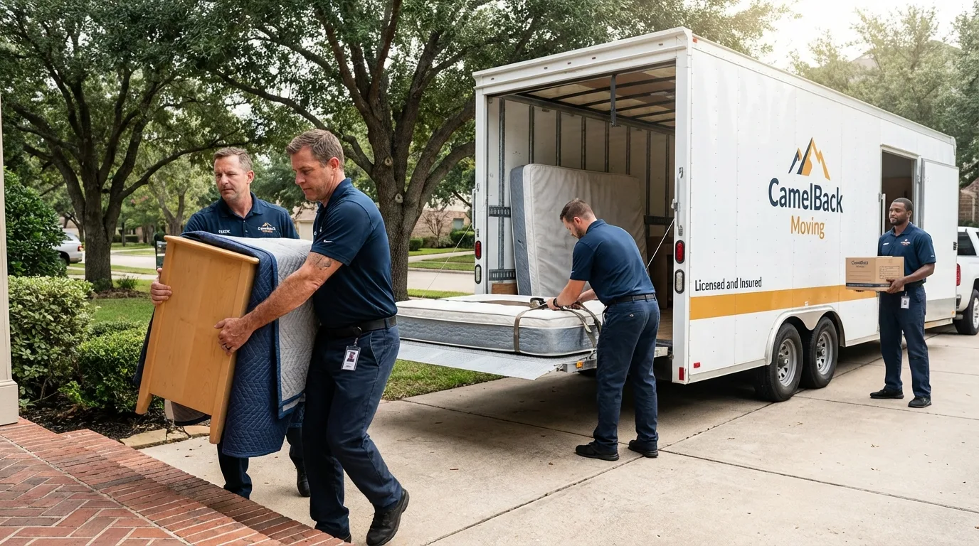 Crew loading residential truck for cross-state move from Toledo, OR