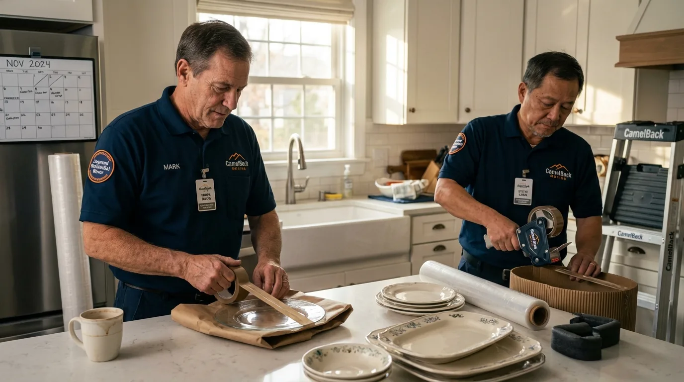 Professional crew packing kitchen dishware in Toledo, OR